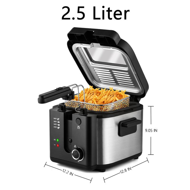 Fryer with Removable Lid, 1500 Watt Electric Fuel, Temperature Control Options (1.5 Liter \u0026 2.5 Liter), Easy to Clean, Fast Heat-Up Springtok Cooker Kitchen